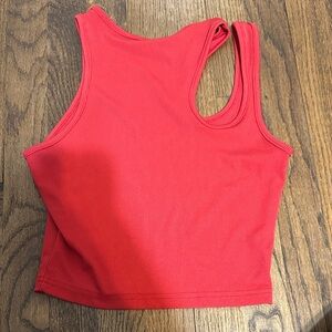 Red Ribbed Tank Crop Top